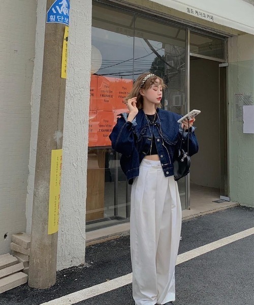 「almo」 デニムジャケット FREE ブルー レディース_画像6