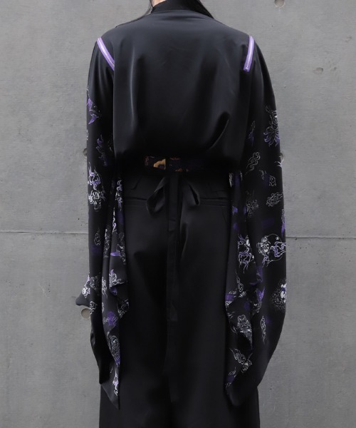 REZEN（リゼン） シャツ 百鬼夜行プリント和袖シャツ メンズ