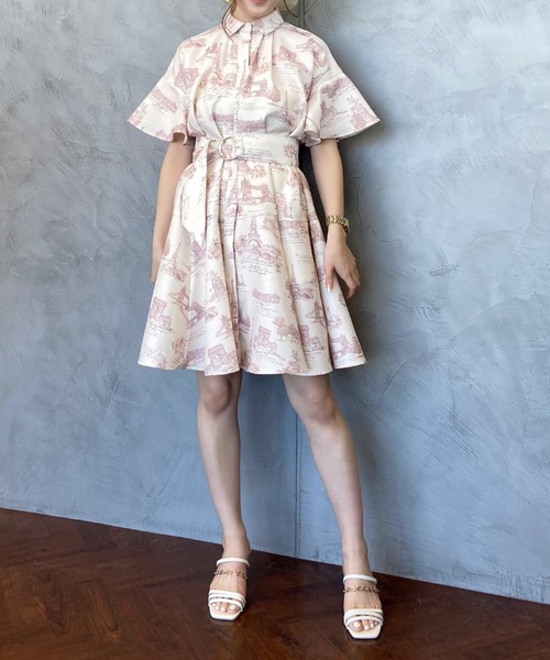 eimy istoire Paris pattern フレアースリーブワンピース エイミーイストワール eimy istoire Paris pattern フレアー