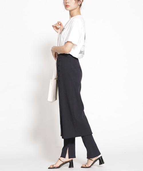 NANO universe パンツ トゥルーコットン リブスカート＋パンツセット  