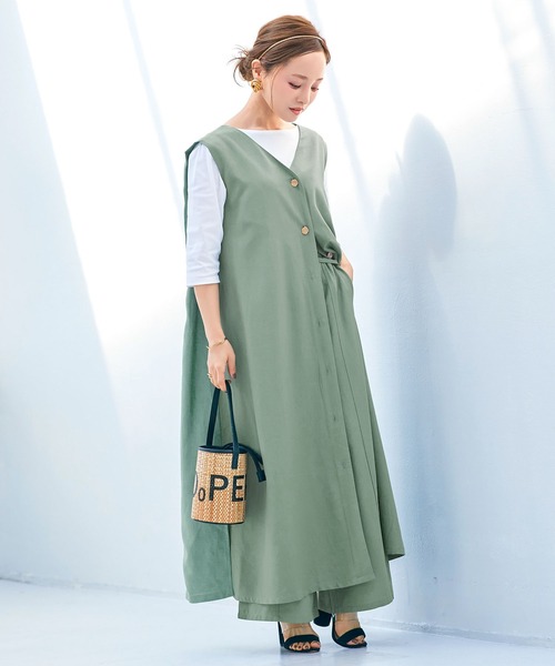 Amazon | [TOKYOBASIC] ジレ レディース ベスト ロングベスト 春