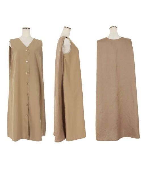 美品✨23区【46】リネンブレンドストレッチロングジレ　大きいサイズ　ベスト　黒 リズム R-ISM ストレッチリネンブレンドロングジレ （ベージュ