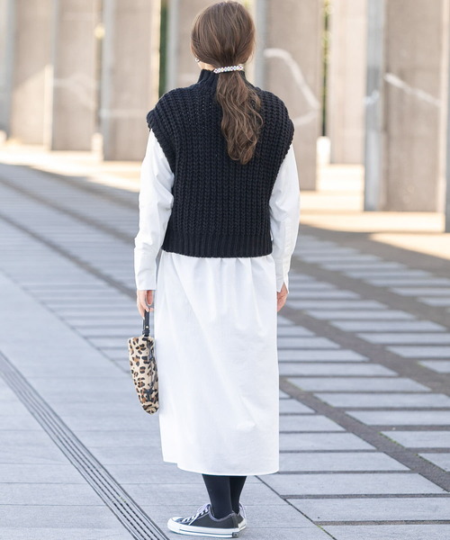 ドレス ワンピース 通販 Paypayモール ざっくりニットベストxシャツワンピースセット Zozotown Paypayモール