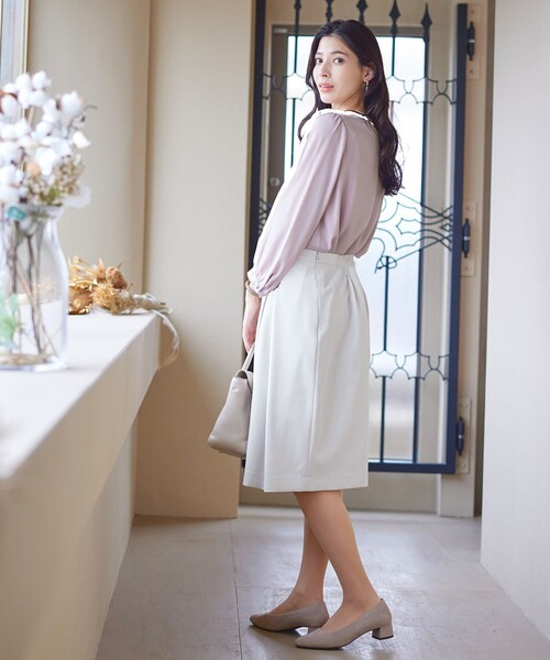 KATE ☆さま専用♡【未使用】花レースとピンタックが素敵なカットソーチュニック Tiaclasse ブラウス シャツ ピンタックチュニックブラウス