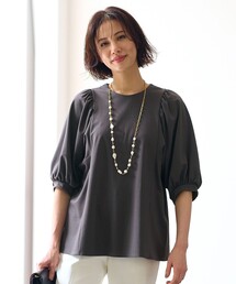 tシャツ 「洗える・XSサイズあり」ハイツイストポンチボリューム袖 カットソー レディース 自由区 tシャツ 「洗える・XSサイズあり」ハイツイストポンチ