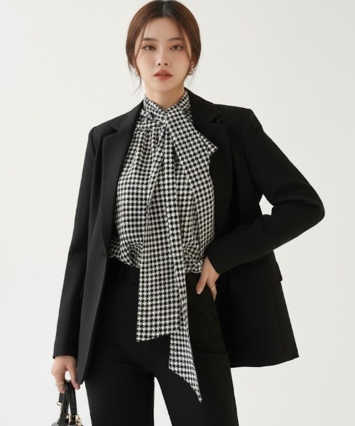 a lot of love ブラウス シャツ ボウタイリボン・チェックブラウス