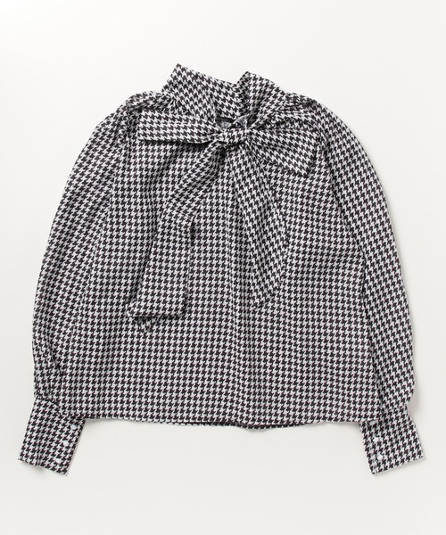 a lot of love ブラウス シャツ ボウタイリボン・チェックブラウス