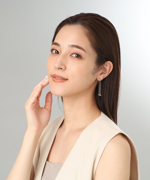 COCOSHNIK（ココシュニック） ピアス K10カットボールチェーン3連