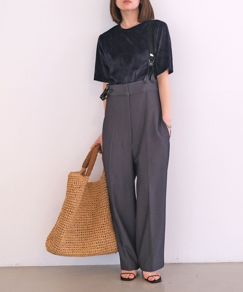 【極美品】AKTE アクテ サスペンダー付き ワイドパンツ チャコールグレー S AKTE（アクテ） ワイドパンツ パンツ ストラップワイドパンツ