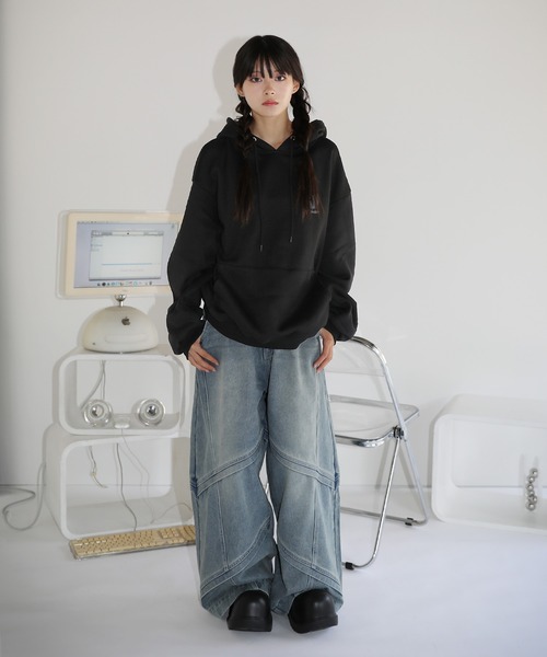 パーカー オーバーサイズヴィンテージライクビリヤードロゴバルーン