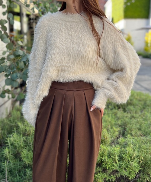 美品 アイレネ 肉厚 モヘヤ ウール シャギー オフタートル ニット セーター 美品 アイレネ 肉厚 モヘヤ ウール シャギー オフタートル ニット