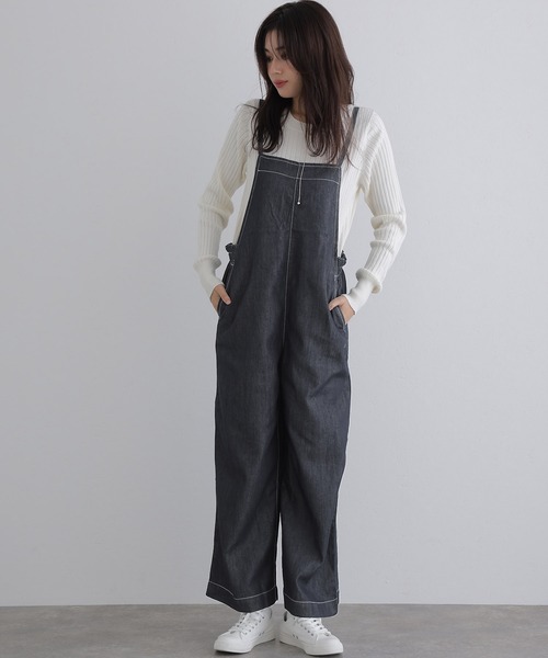 ElegChic オールインワン ライトオンスデニムサロペットパンツ
