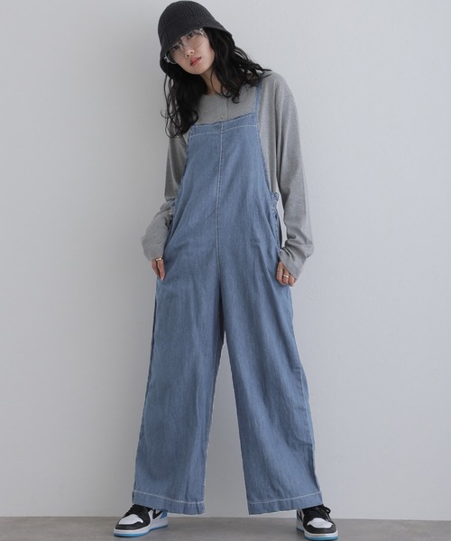 ElegChic オールインワン ライトオンスデニムサロペットパンツ