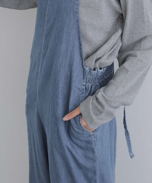 ElegChic オールインワン ライトオンスデニムサロペットパンツ