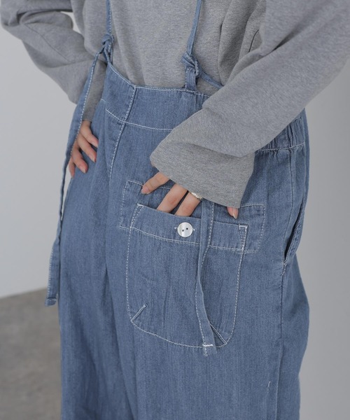 ElegChic オールインワン ライトオンスデニムサロペットパンツ