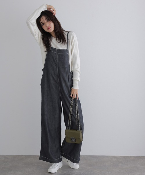 ElegChic オールインワン ライトオンスデニムサロペットパンツ