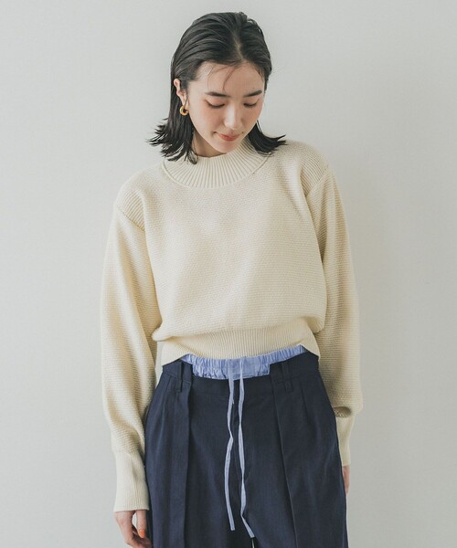 希少デザイン◎ 慈雨　センソユニコ　ニット　セーター　モックネック　総柄　グレー 希少デザイン 慈雨 センソユニコ ニット セーター モックネック 総柄