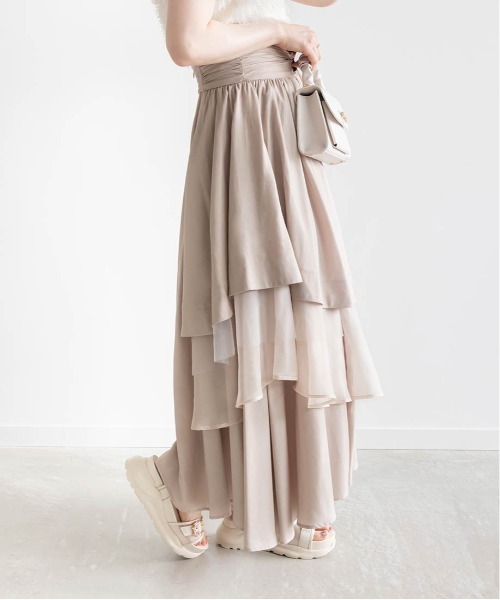 RANDA アシンメトリーティアードスカート RANDA スカート アシンメトリーティアードスカート : ZOZOTOWN