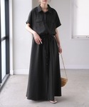 シャツワンピース 着痩せワンピの詳細画像1