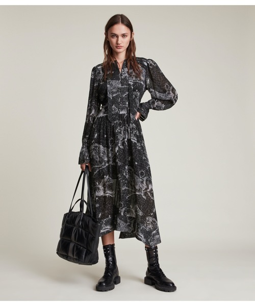 赤 花柄 長袖 ワンピース　オールセインツ allsaints セール】LUNA KANESHON DRESS | LUNA カーネーション ドレス