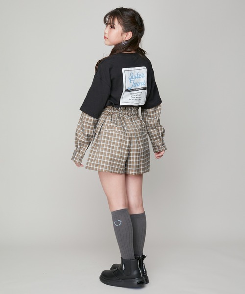 SISTER JENNI tシャツ 「セットアップ対応」チェックそでレイヤード風 