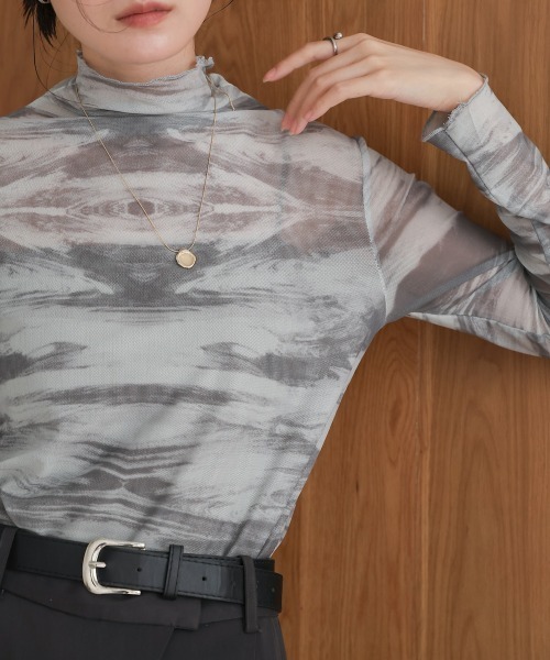 BAB tシャツ ニュアンスシアーハイネックインナー レディース