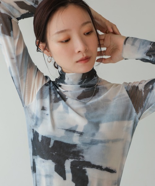 BAB tシャツ ニュアンスシアーハイネックインナー レディース
