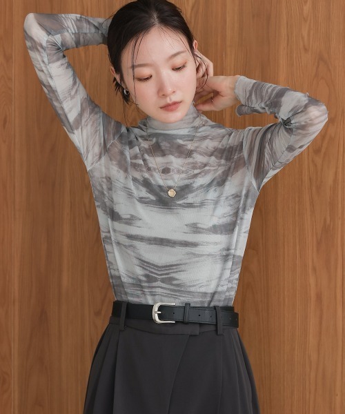BAB tシャツ ニュアンスシアーハイネックインナー レディース