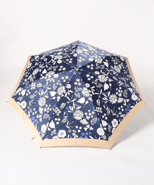 LANVIN COLLECTION 花柄折りたたみ傘 LANVIN en Bleu 折りたたみ傘 簡単開閉 花柄 サテンプリント