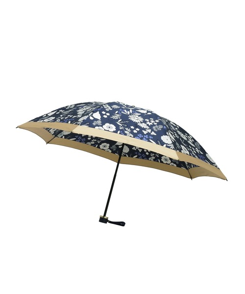 LANVIN en Bleu 折りたたみ傘 簡単開閉 花柄 サテンプリント