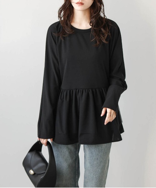 La-gemme（ラジェム） チュールレイヤードペプラムトップス レディース