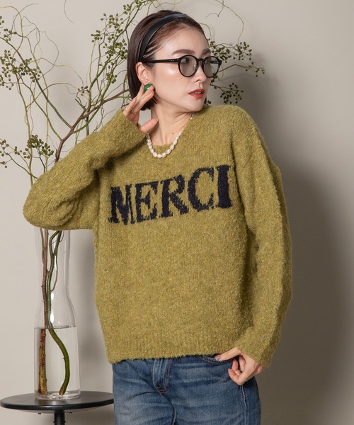 ニット セーター MERCI シャギーロゴニット レディース ニット セーター MERCI シャギーロゴニット レディース