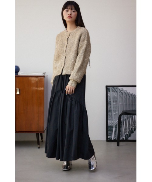 moussy 黒ロングスカート BLACK BY MOUSSY | side shirring skirt (スカート(ロング
