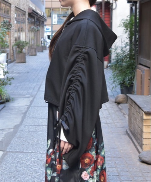 axes femme パーカー ドロストスリーブパーカー レディース