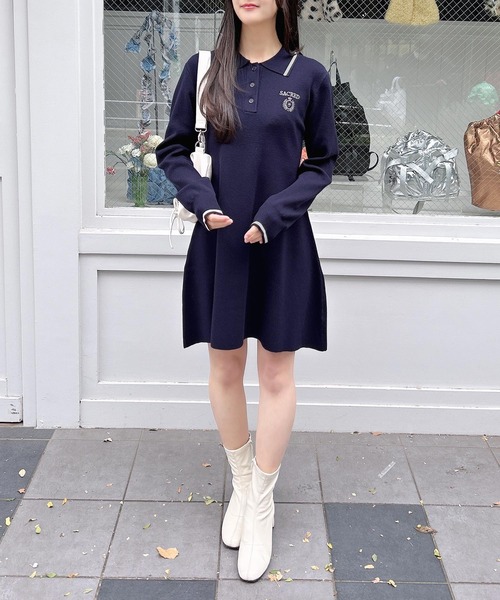 【GANNI】メタリックニット ミニワンピース 刺繍入り GANNI メタリックニット ミニワンピース 刺繍入り | NET-A-PORTER