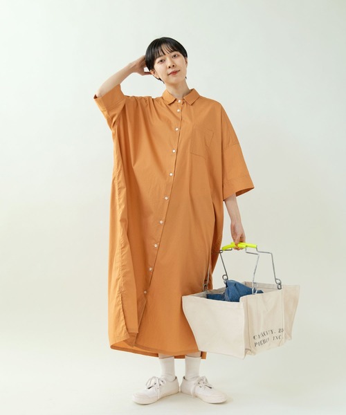 ワンピース✳︎par ici PAR ICI シャツワンピース ブロード BIGシャツワンピース