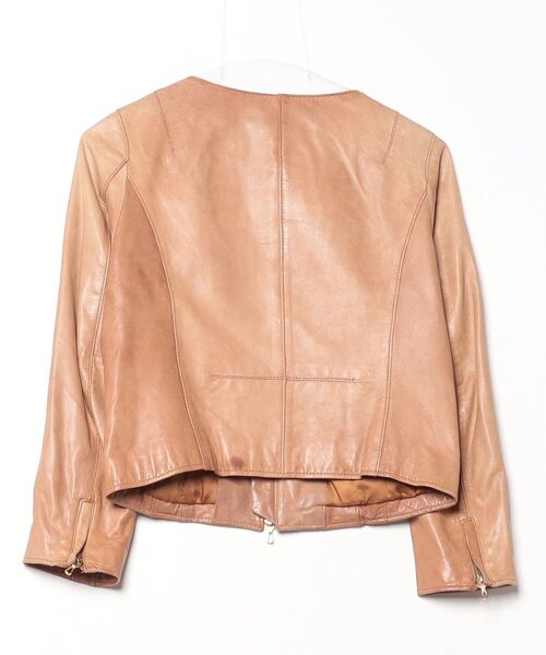 「BARK TANNAGE」 レザーブルゾン 34 ベージュ レディース_画像2