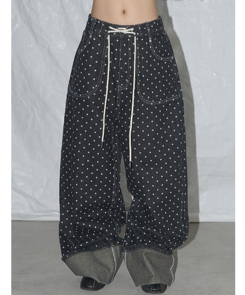 【FANCY CLUB】 STRING DOT ROLL-UP PANTS FANCY CLUB ジーンズ デニム デニムパンツ A'GEM/9 × .kom
