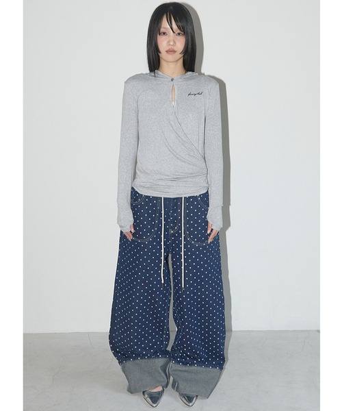 【FANCY CLUB】 STRING DOT ROLL-UP PANTS FANCY CLUB ジーンズ デニム デニムパンツ A'GEM/9 × .kom
