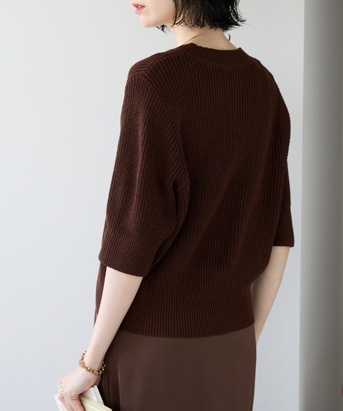 each alchemist カーディガン ミニスタッズボタンサマーニット5分袖