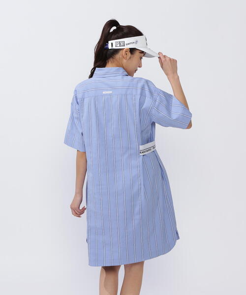 PEARLY GATES ストライプ 長袖ワンピース 先染オックスストレッチストライプ ワンピース | PEARLY GATES