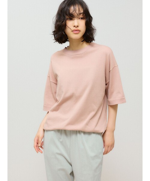 ニット セーター MIDIUMISOLID for Ladies ハーフスリーブニットプルオーバー レディース
