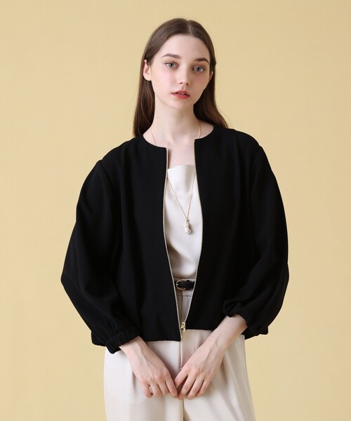 ANAYI アナイ ブルゾン 定価8.8万円 ブラック サイズ38 一度着用美品 ANAYI（アナイ） コート アウター トリアセポリエステルブルゾン