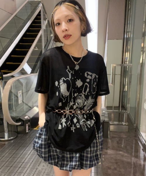 JEANASIS tシャツ 「25quee」イラストシアーTシャツ/455522