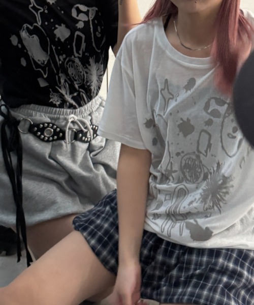 JEANASIS tシャツ 「25quee」イラストシアーTシャツ/455522