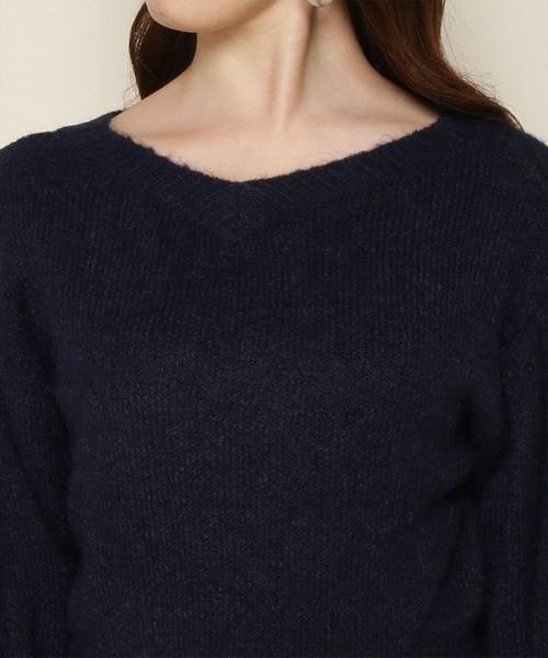 「SWINGLE」 Vネックニット MEDIUM ネイビー レディース_画像2