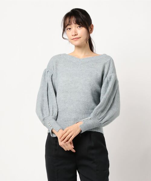 「SWINGLE」 Vネックニット MEDIUM ネイビー レディース_画像4