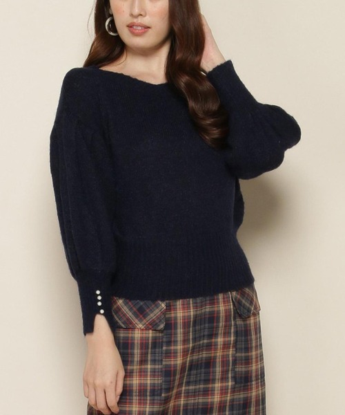 「SWINGLE」 Vネックニット MEDIUM ネイビー レディース_画像5