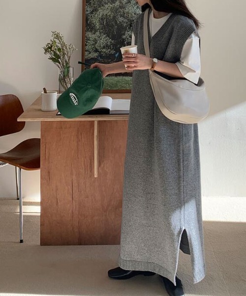 「meJane」 ニットワンピース FREE グレー レディース_画像2