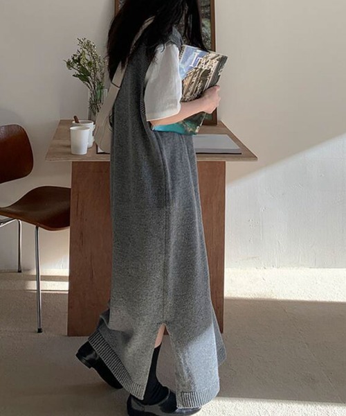 「meJane」 ニットワンピース FREE グレー レディース_画像5